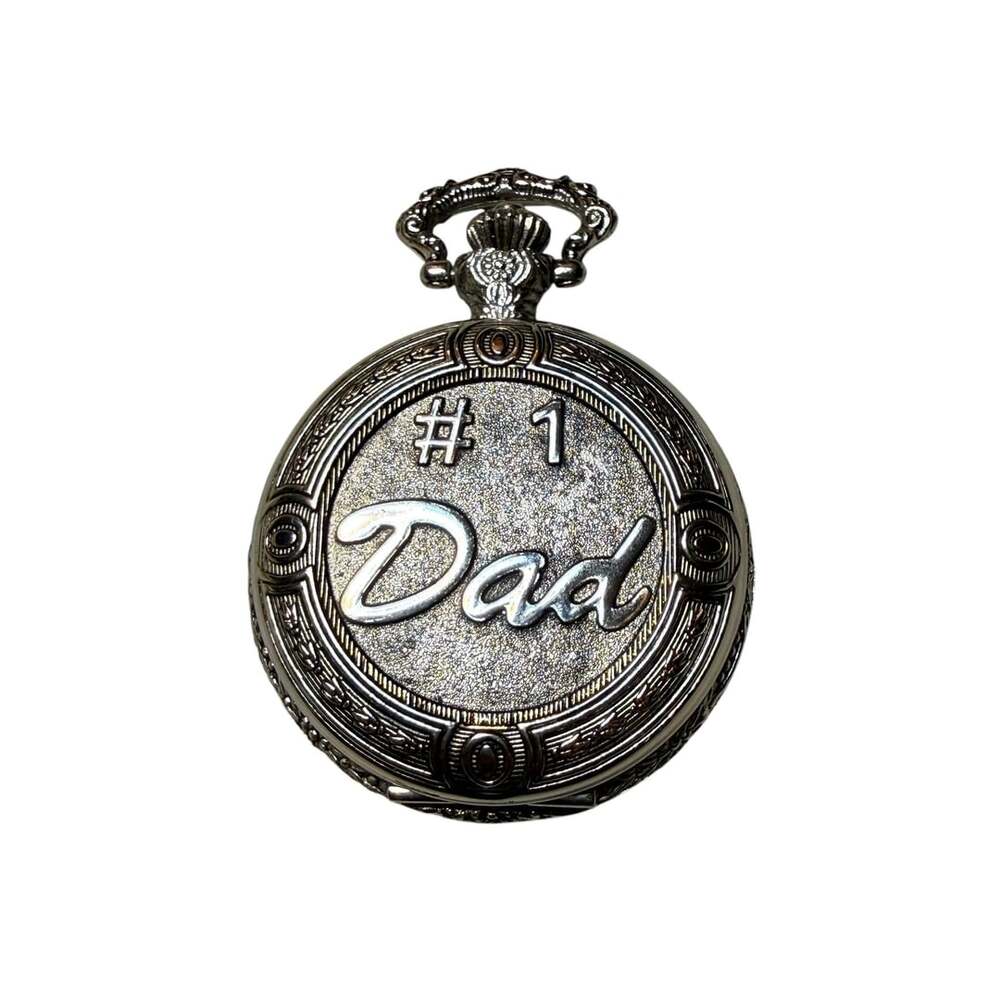 Milan #1 Dad Quartz Pocket Watch Silver Tone Engraved